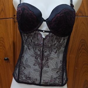 La SENZA Black and Dark Purple Lace Corset